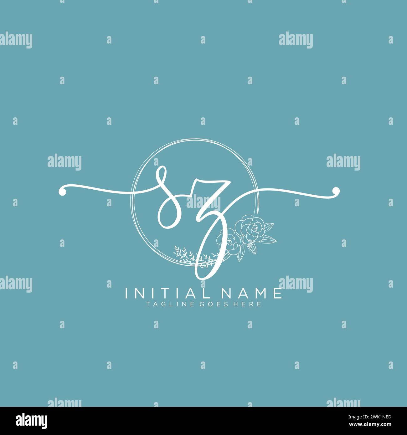 SZ Initial handwriting logo with circle Stock Vector