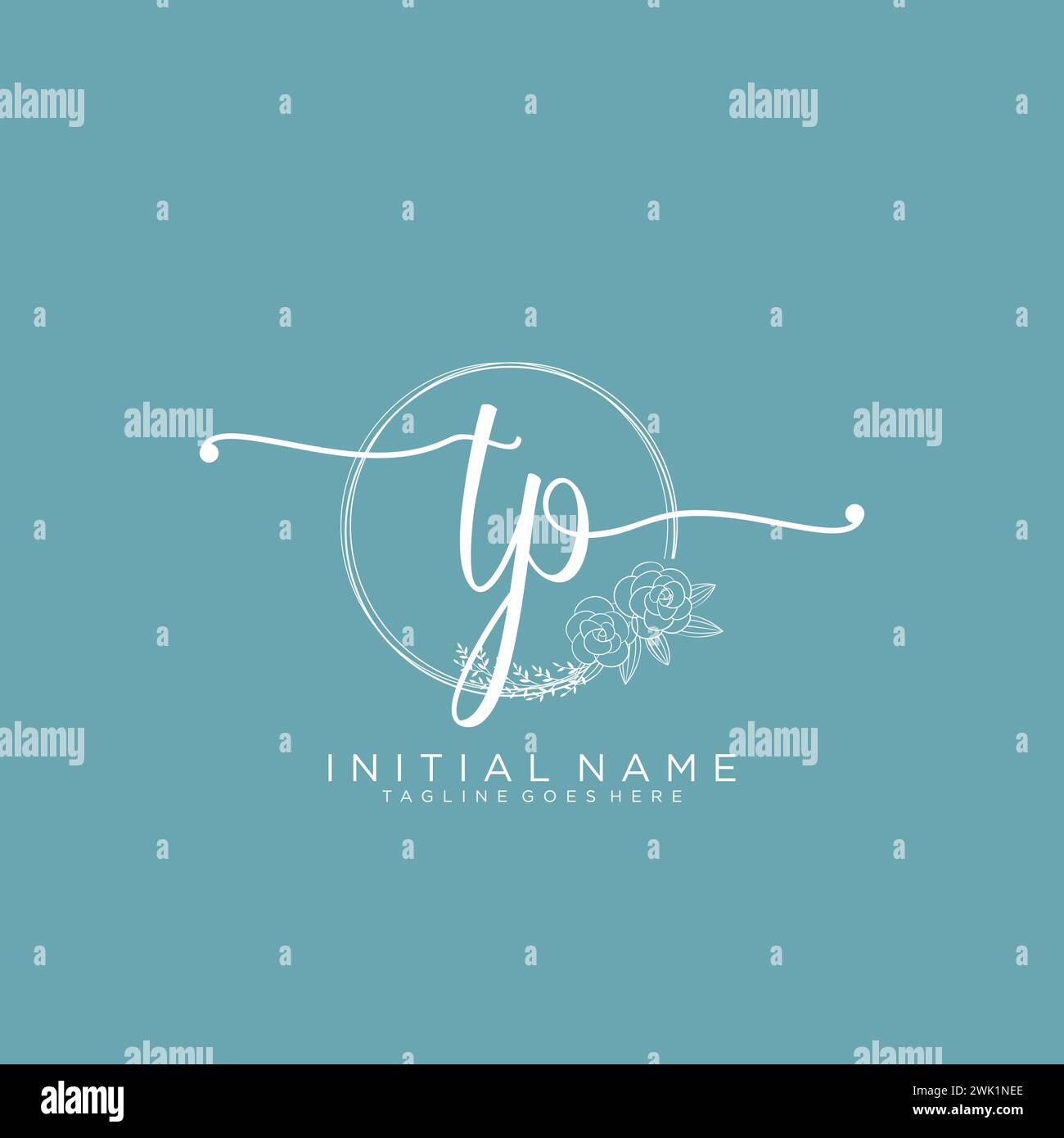 TP Initial handwriting logo with circle Stock Vector