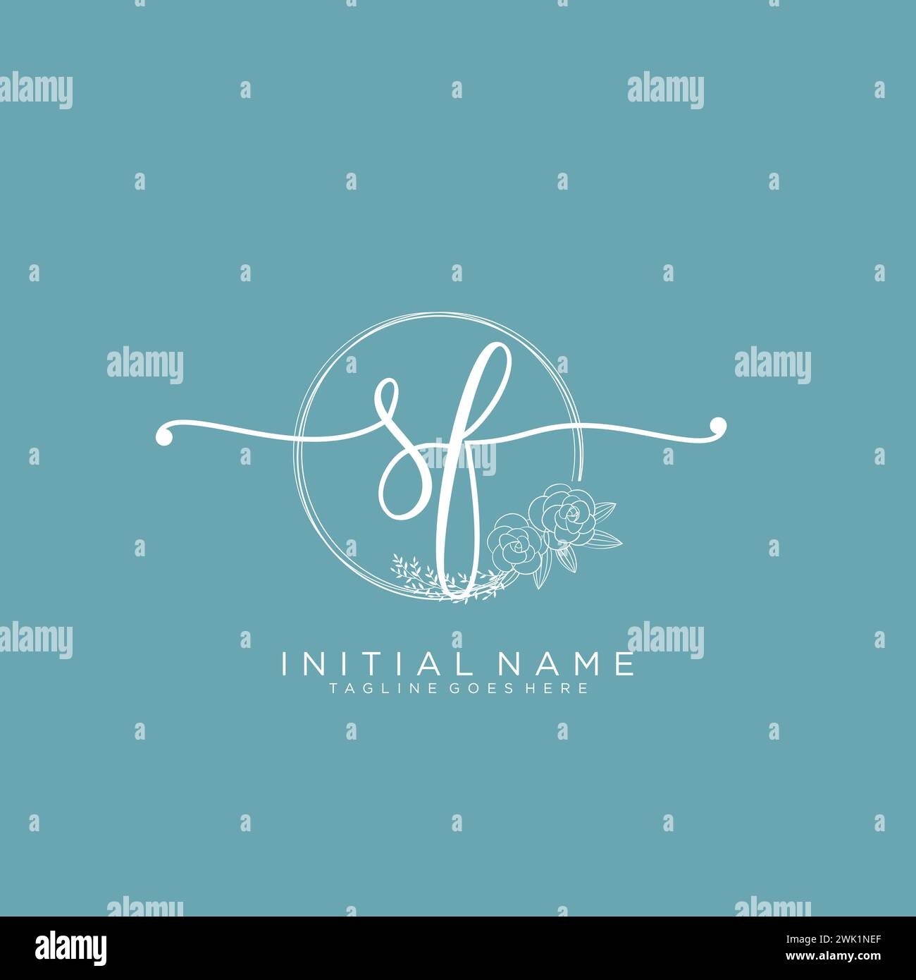 SF Initial handwriting logo with circle Stock Vector