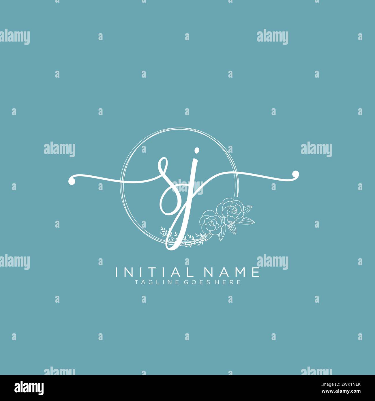 SJ Initial handwriting logo with circle Stock Vector