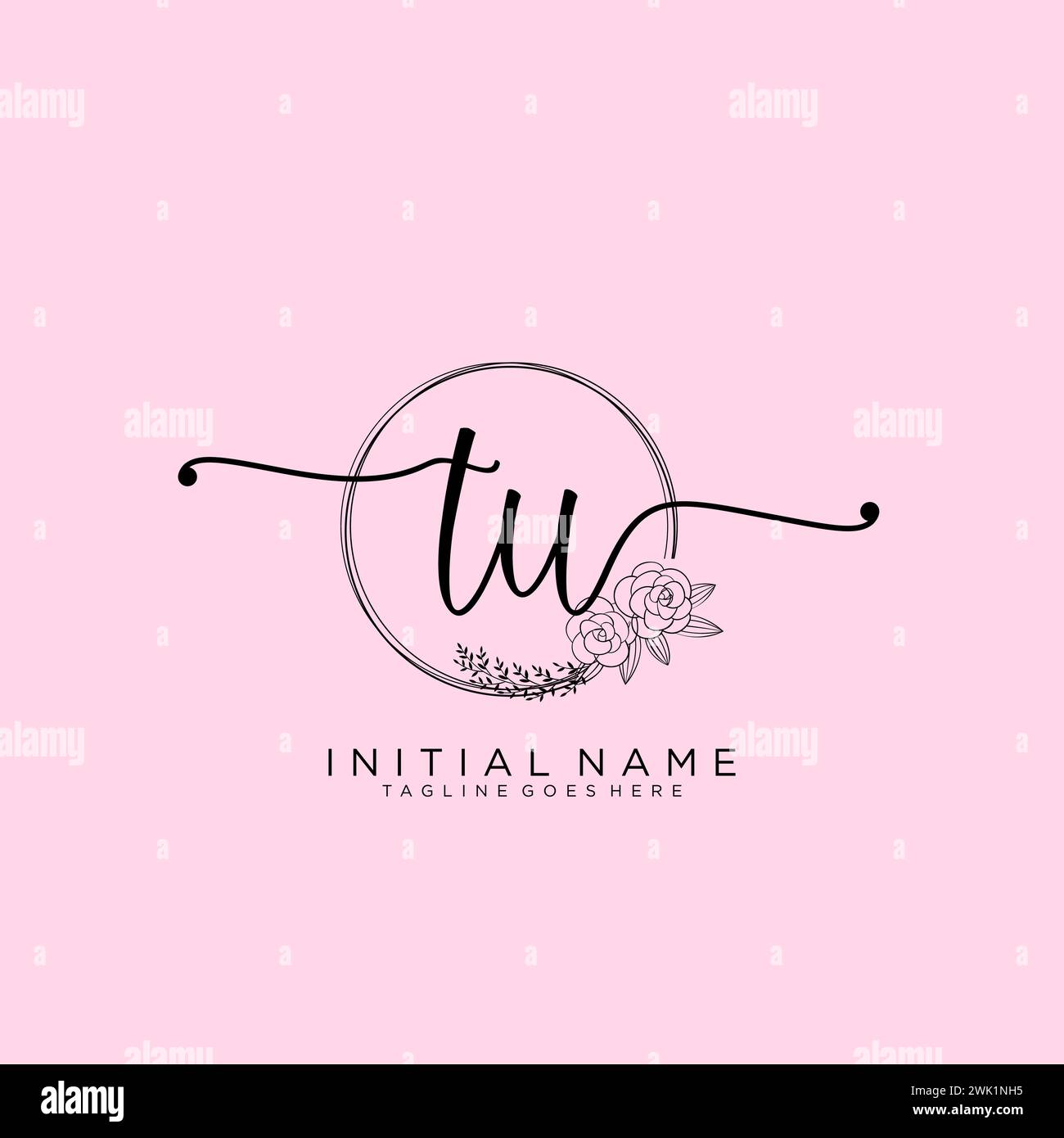 TU Initial handwriting logo with circle Stock Vector