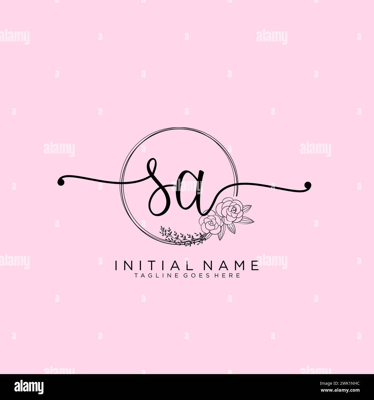 SA Initial handwriting logo with circle Stock Vector