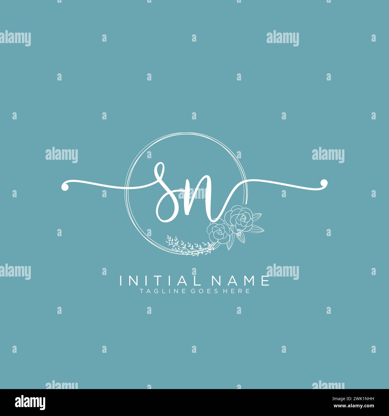 SN Initial handwriting logo with circle Stock Vector