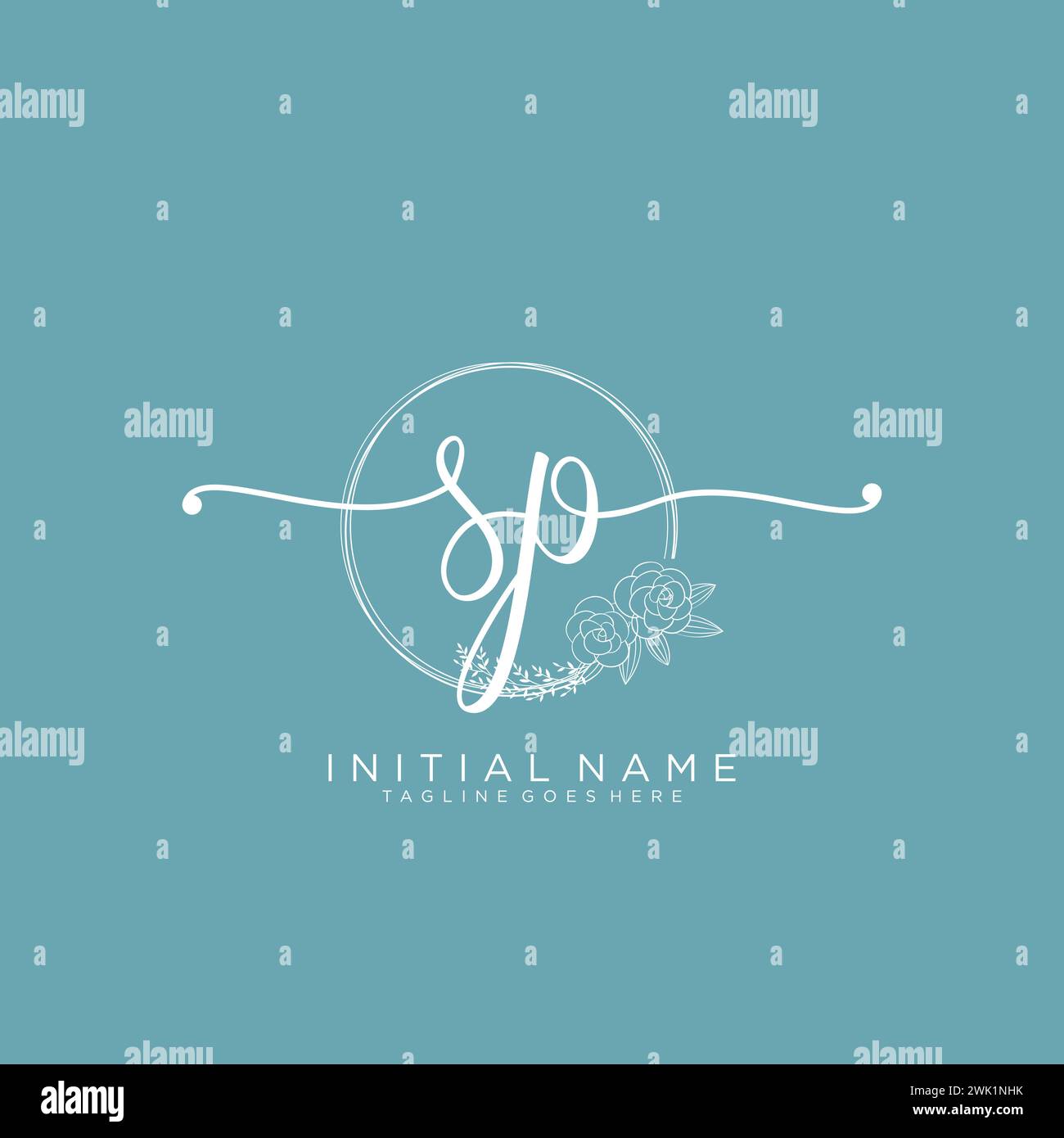 SP Initial handwriting logo with circle Stock Vector