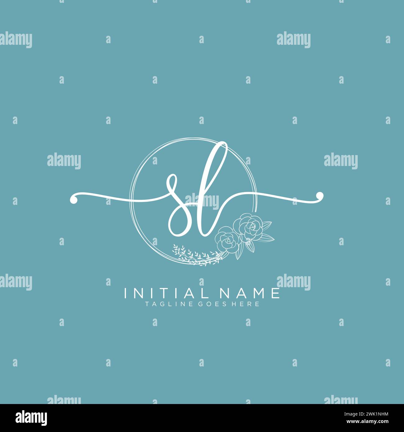 SL Initial handwriting logo with circle Stock Vector