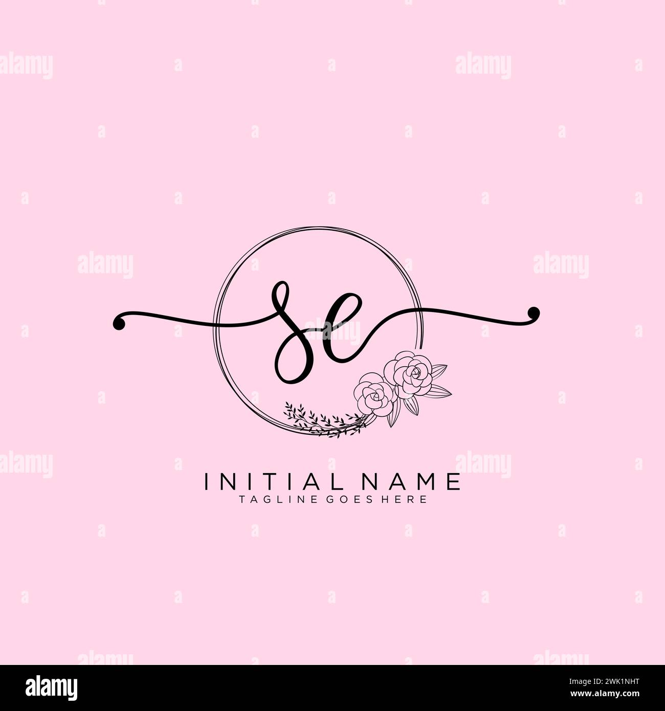 SE Initial handwriting logo with circle Stock Vector