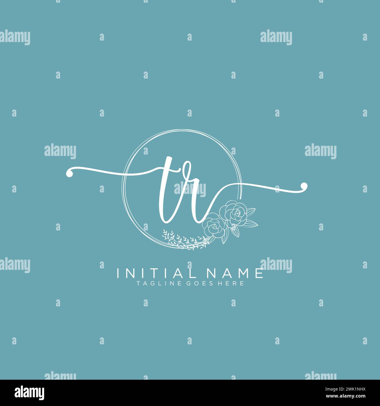 TR Initial handwriting logo with circle Stock Vector