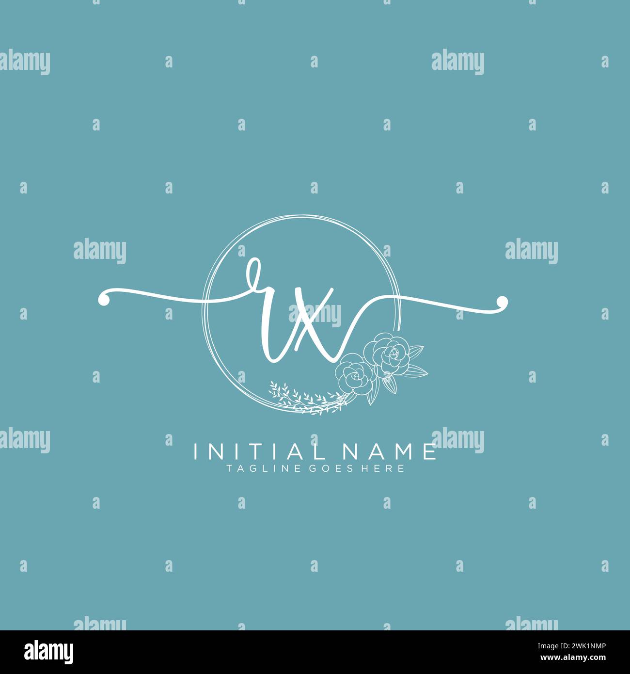 RX Initial handwriting logo with circle Stock Vector