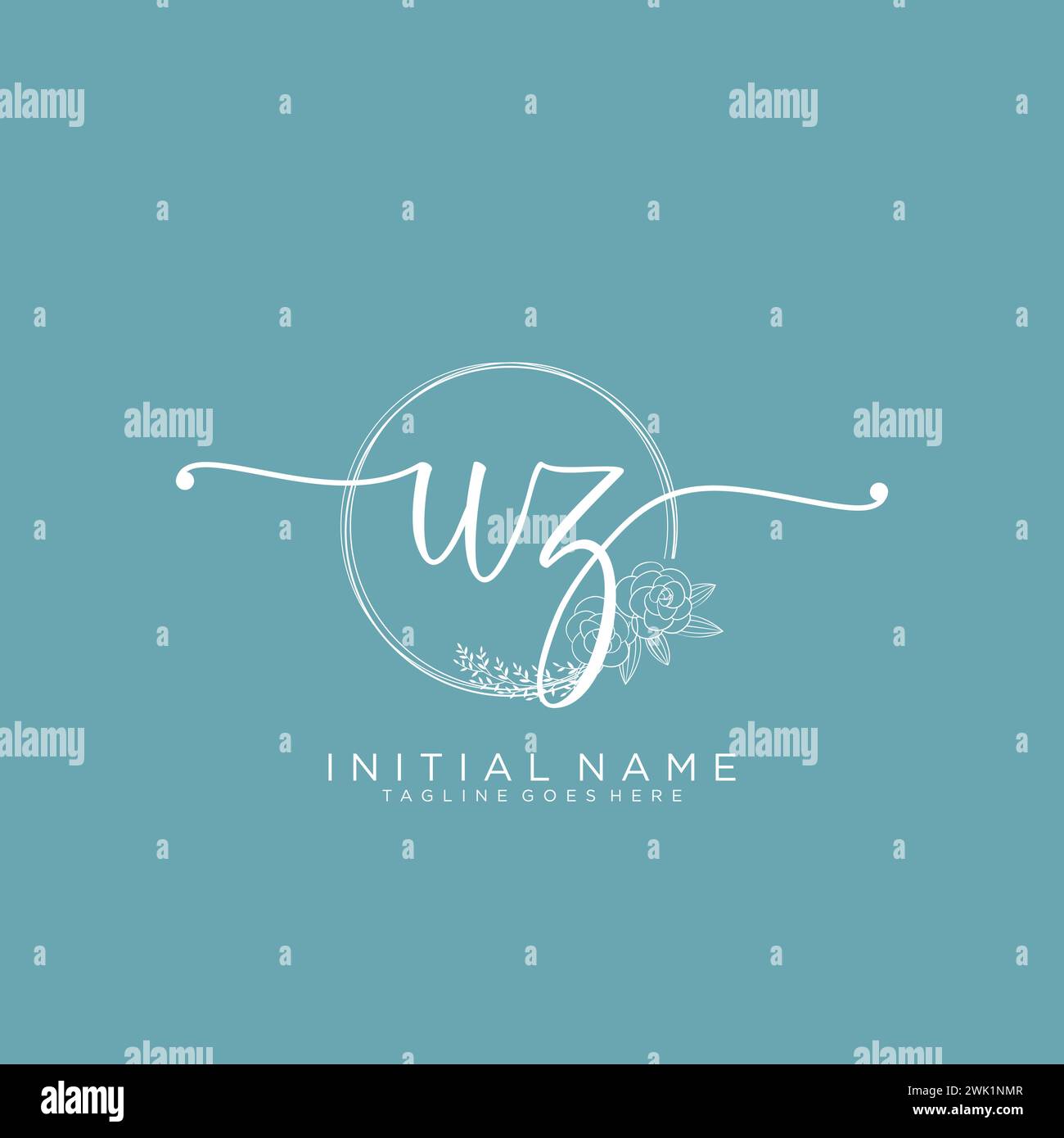 UZ Initial handwriting logo with circle Stock Vector