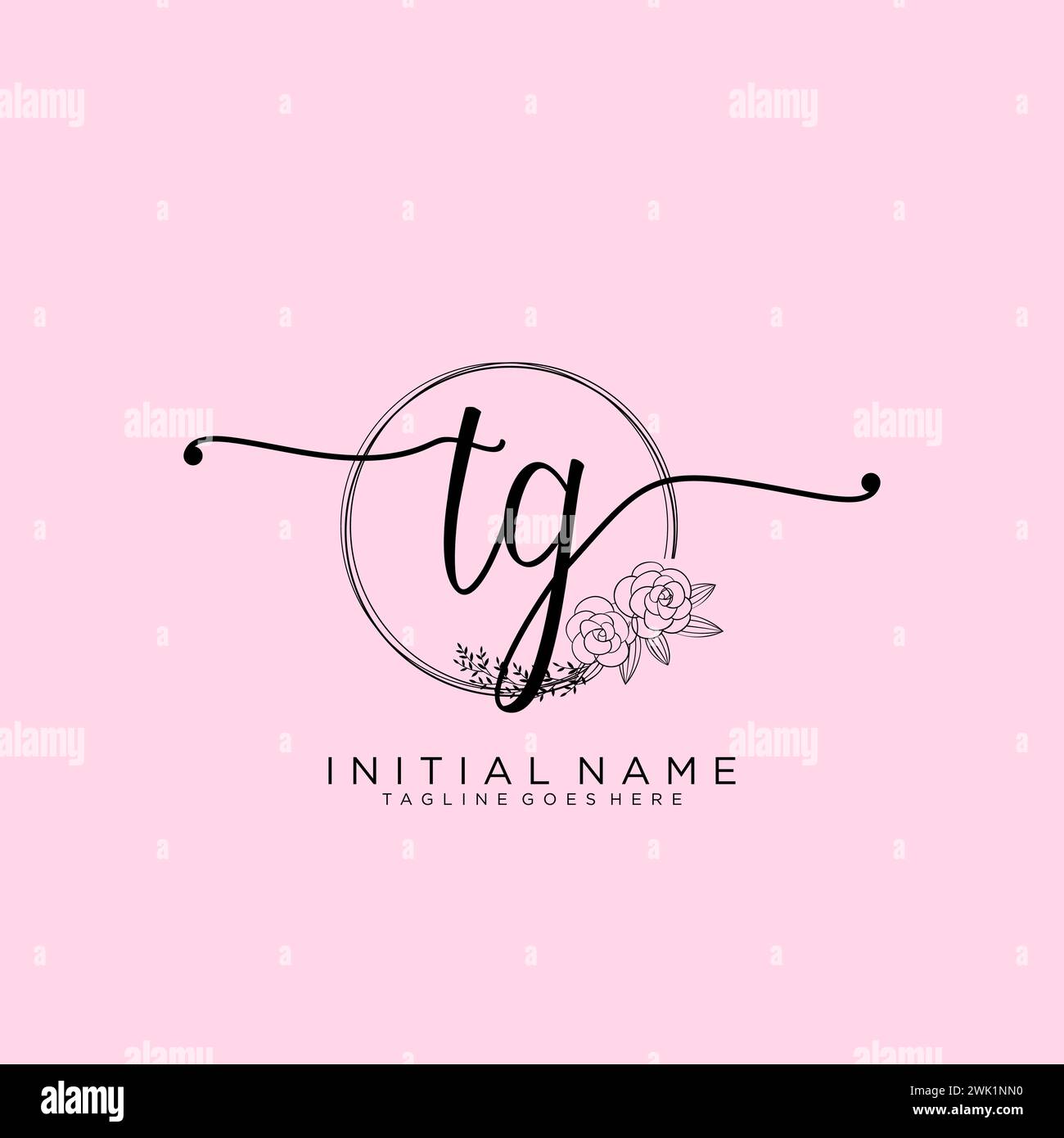 TG Initial handwriting logo with circle Stock Vector
