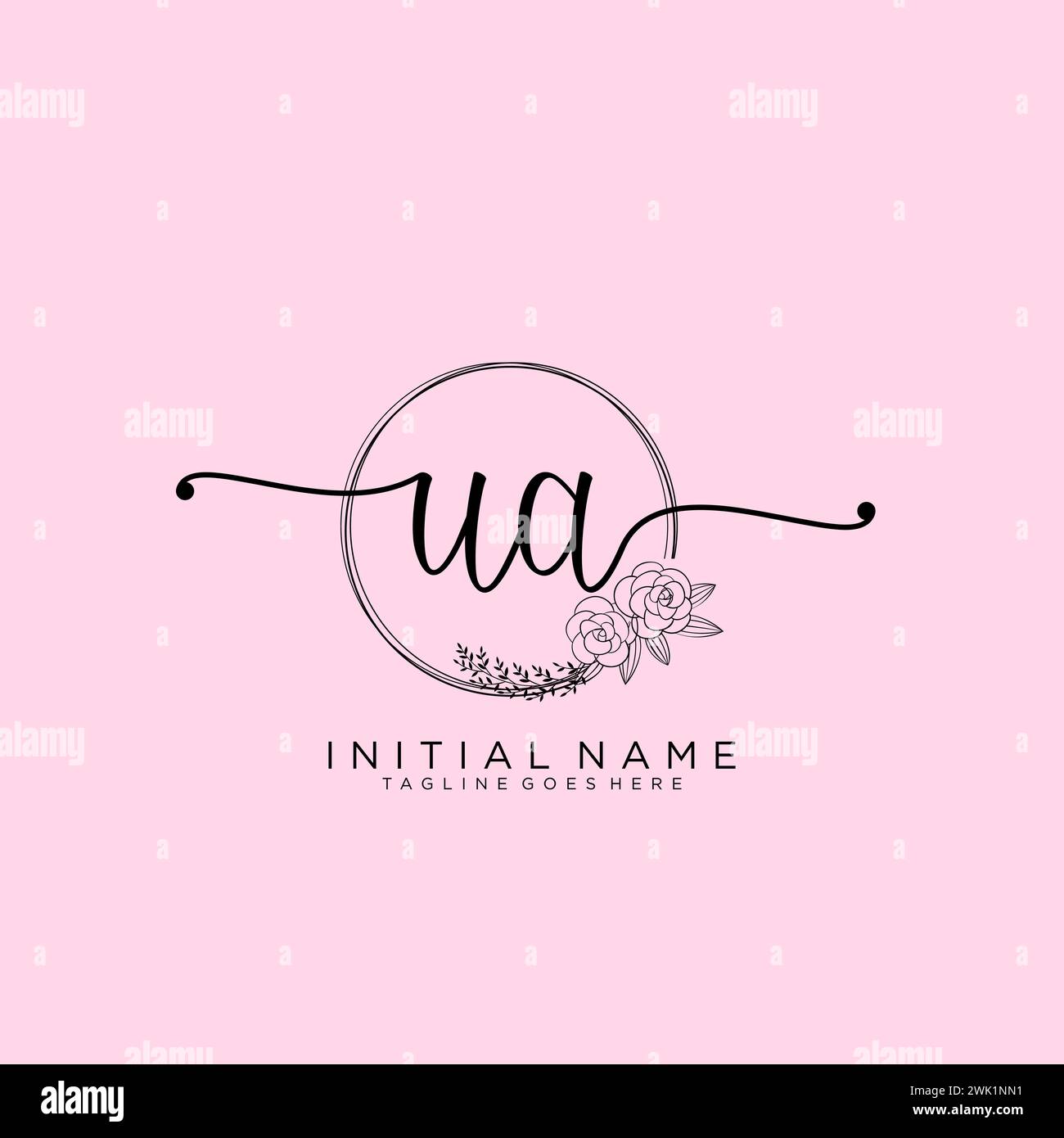 UA Initial handwriting logo with circle Stock Vector