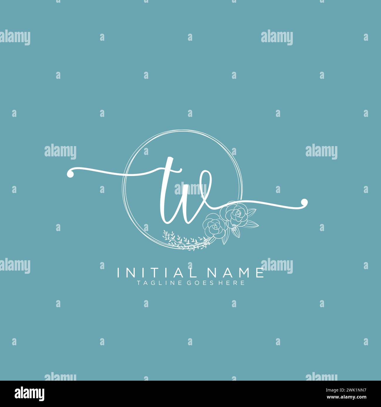 TV Initial handwriting logo with circle Stock Vector