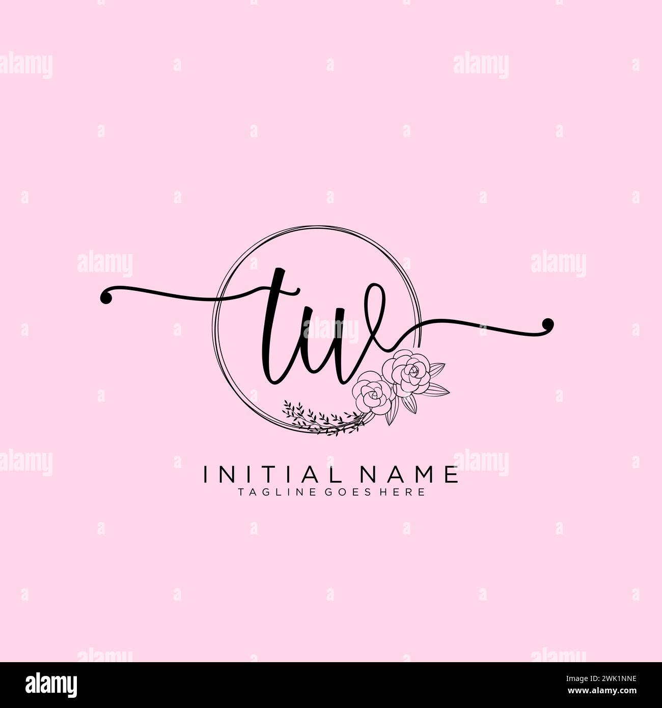 TW Initial handwriting logo with circle Stock Vector