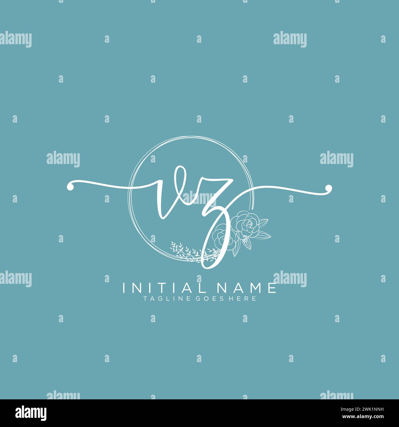 VZ Initial handwriting logo with circle Stock Vector