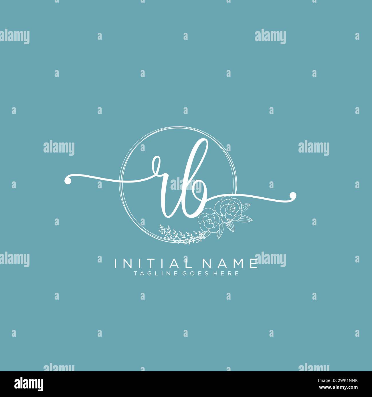 RB Initial handwriting logo with circle Stock Vector