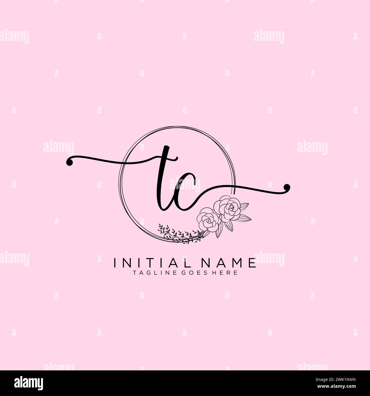 TC Initial handwriting logo with circle Stock Vector