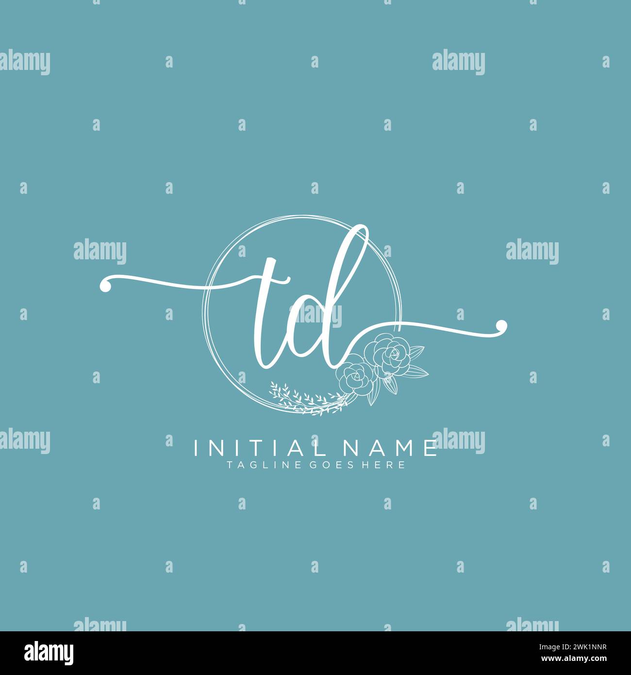 TD Initial handwriting logo with circle Stock Vector