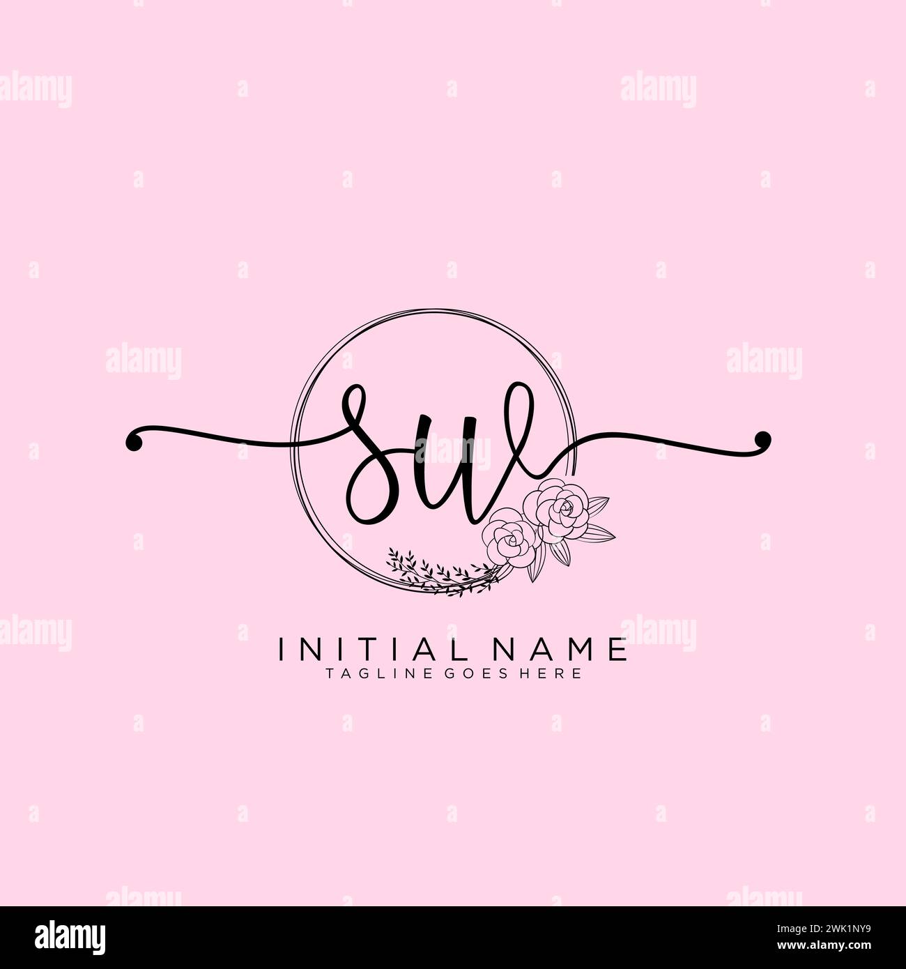 SW Initial handwriting logo with circle Stock Vector