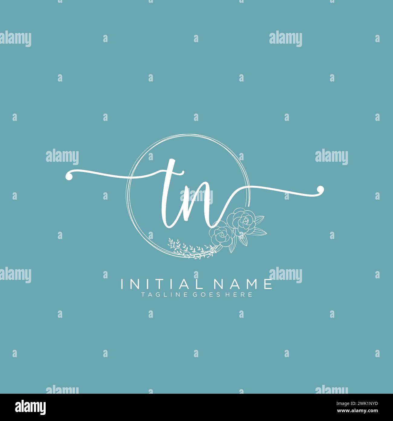 TN Initial handwriting logo with circle Stock Vector