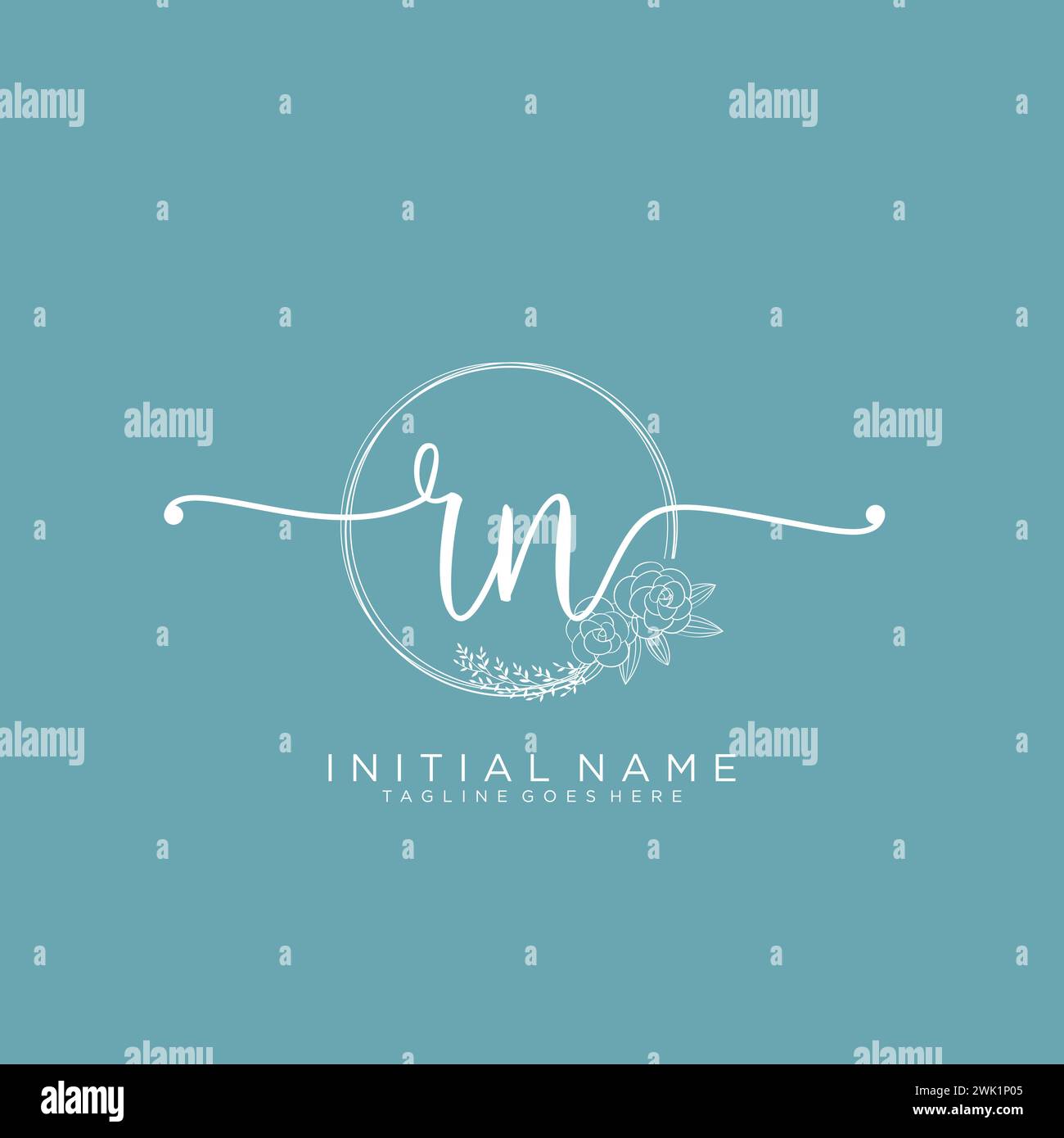 RN Initial handwriting logo with circle Stock Vector