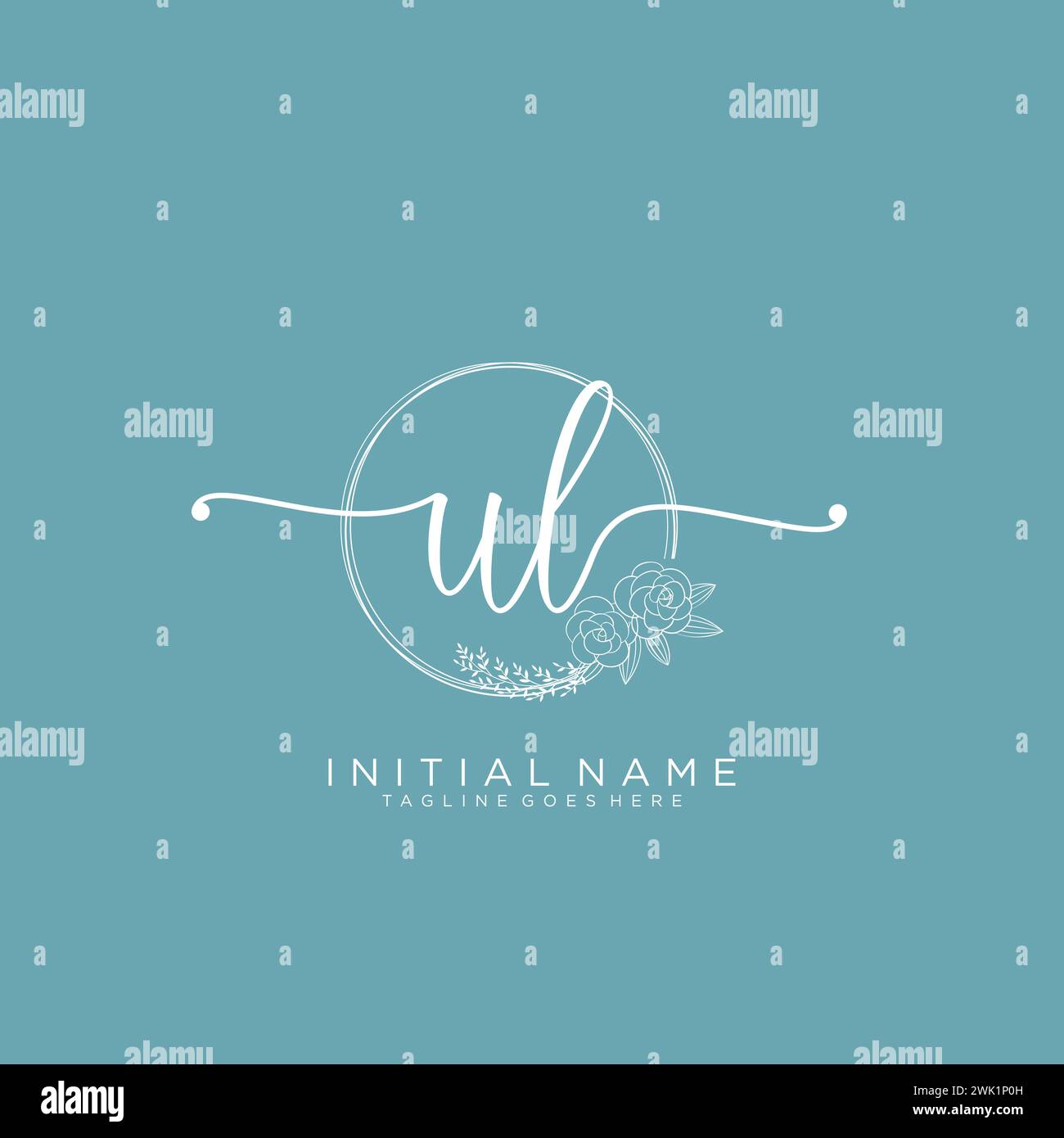 UL Initial handwriting logo with circle Stock Vector