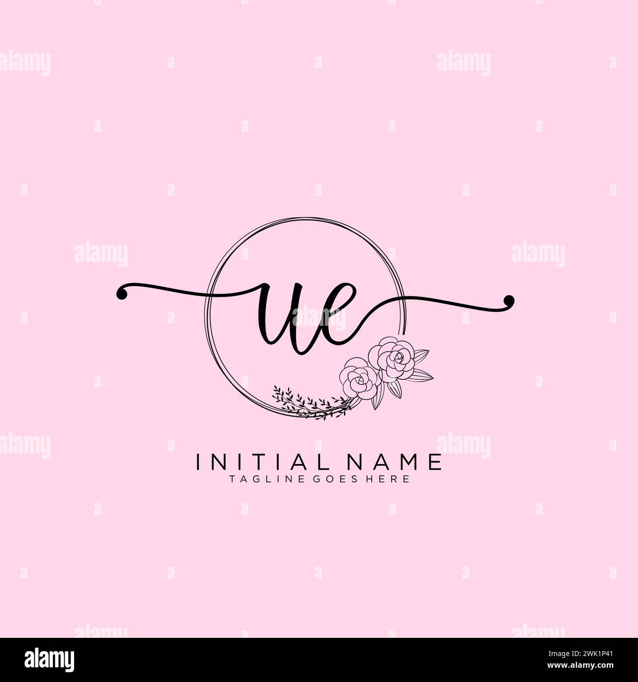 UE Initial handwriting logo with circle Stock Vector
