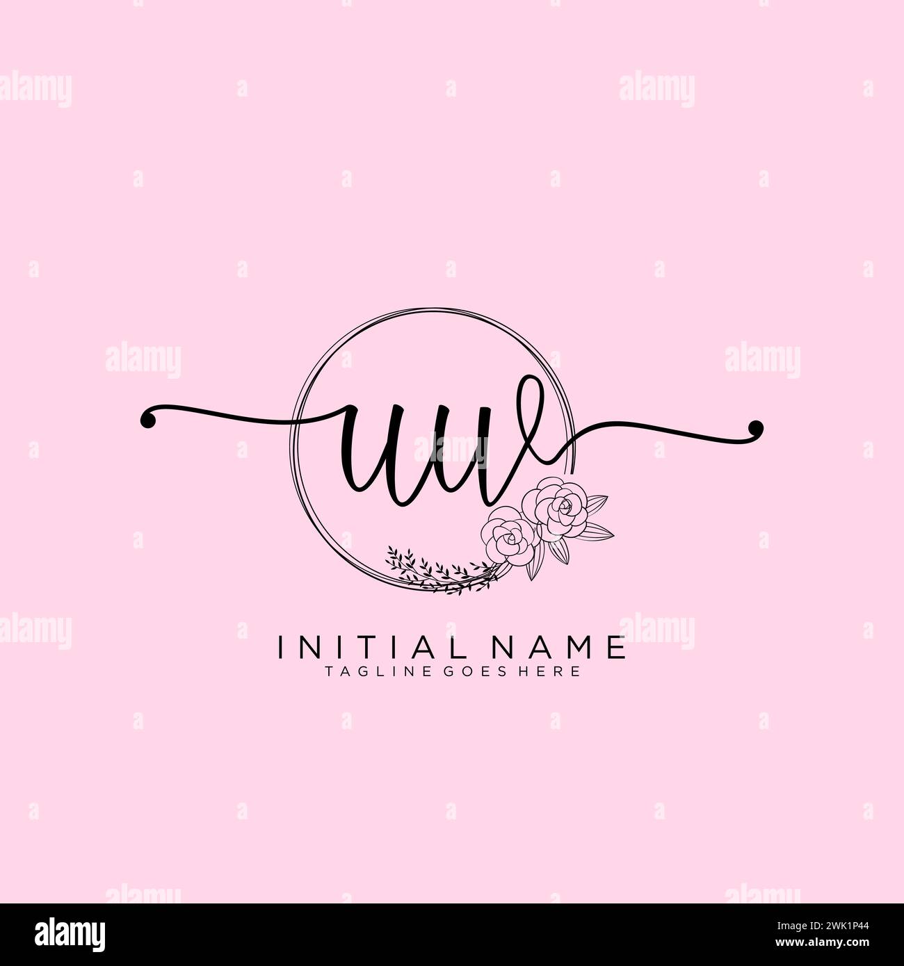 UW Initial handwriting logo with circle Stock Vector