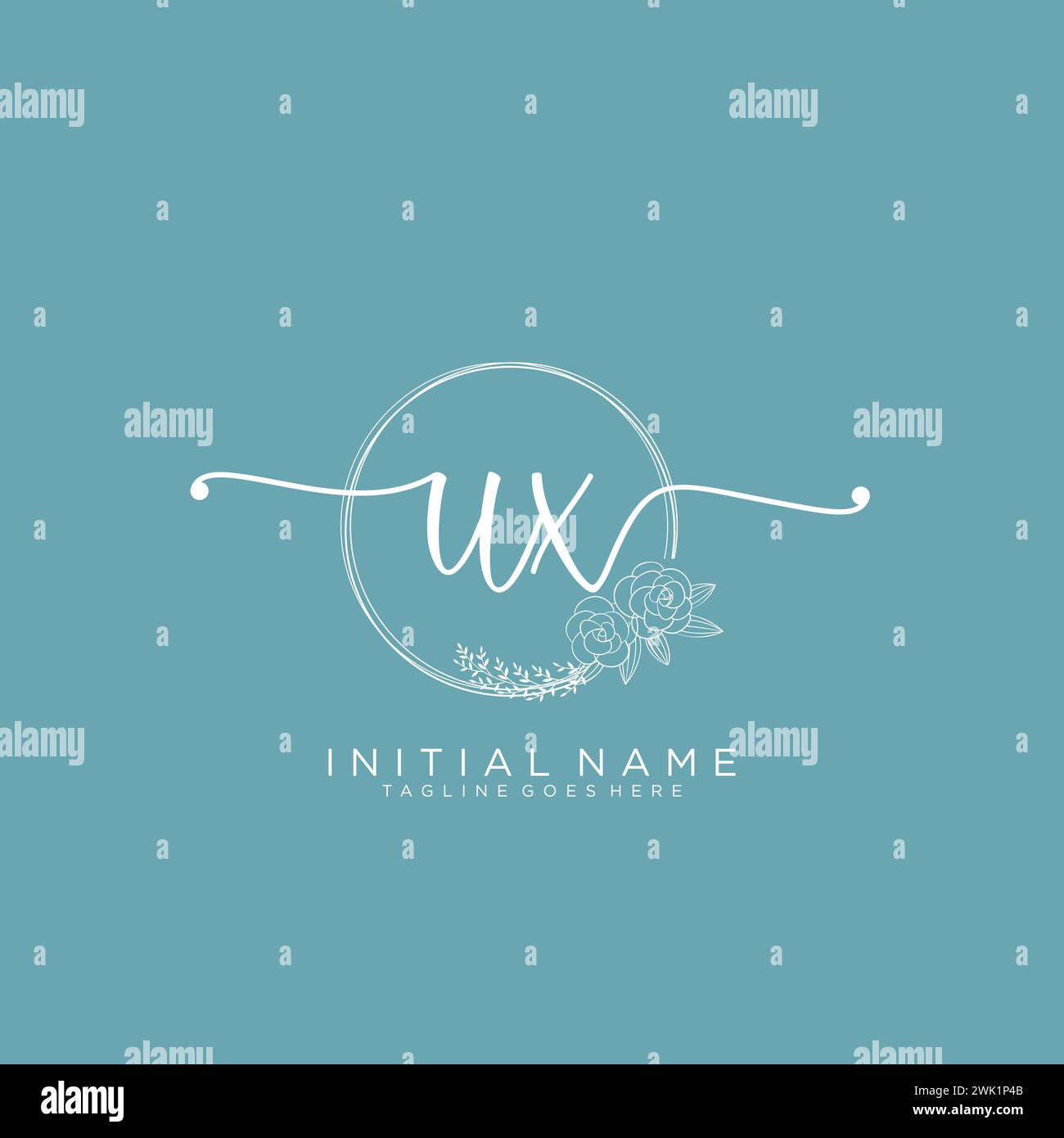 UX Initial handwriting logo with circle Stock Vector