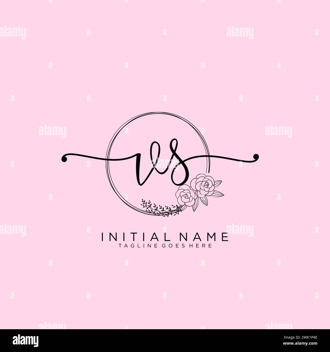 VS Initial handwriting logo with circle Stock Vector