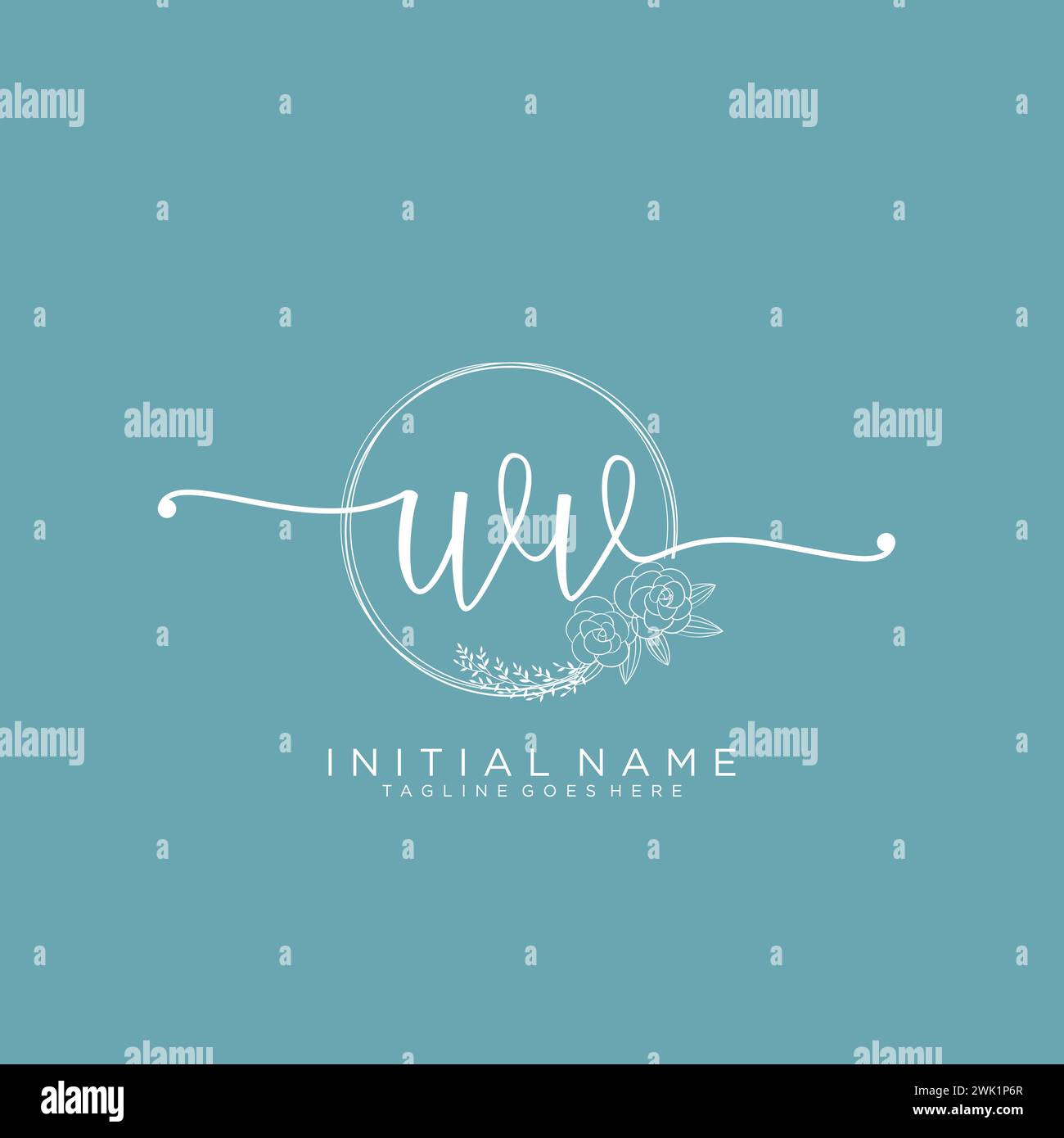 WV Initial handwriting logo with circle Stock Vector