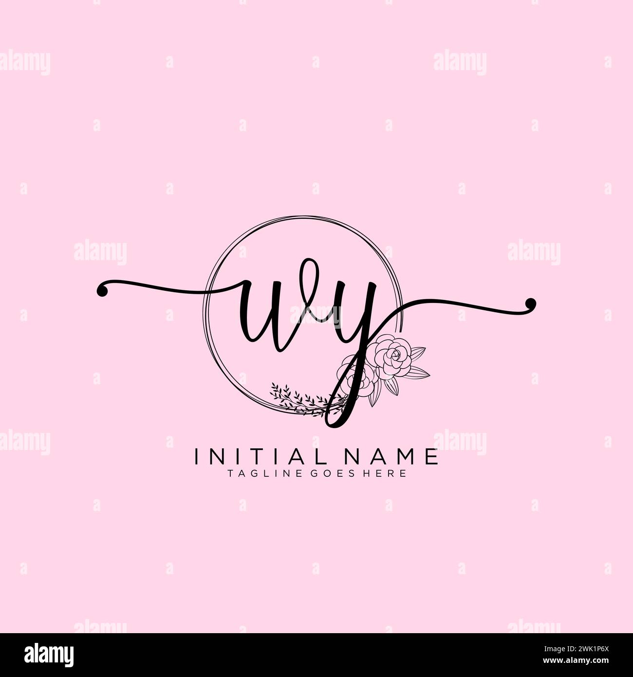 WY Initial handwriting logo with circle Stock Vector