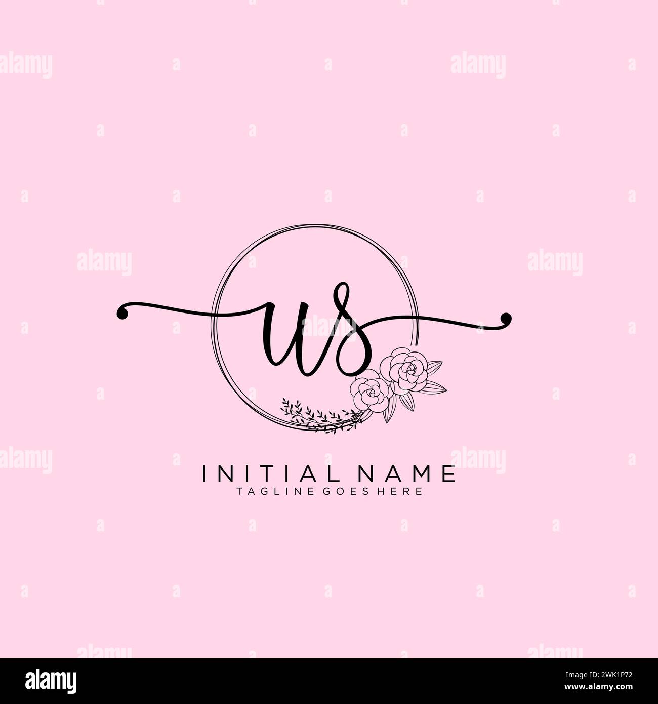 US Initial handwriting logo with circle Stock Vector