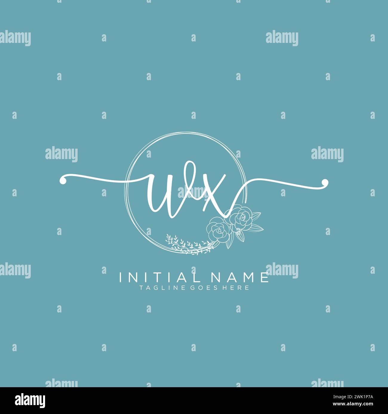 WX Initial handwriting logo with circle Stock Vector