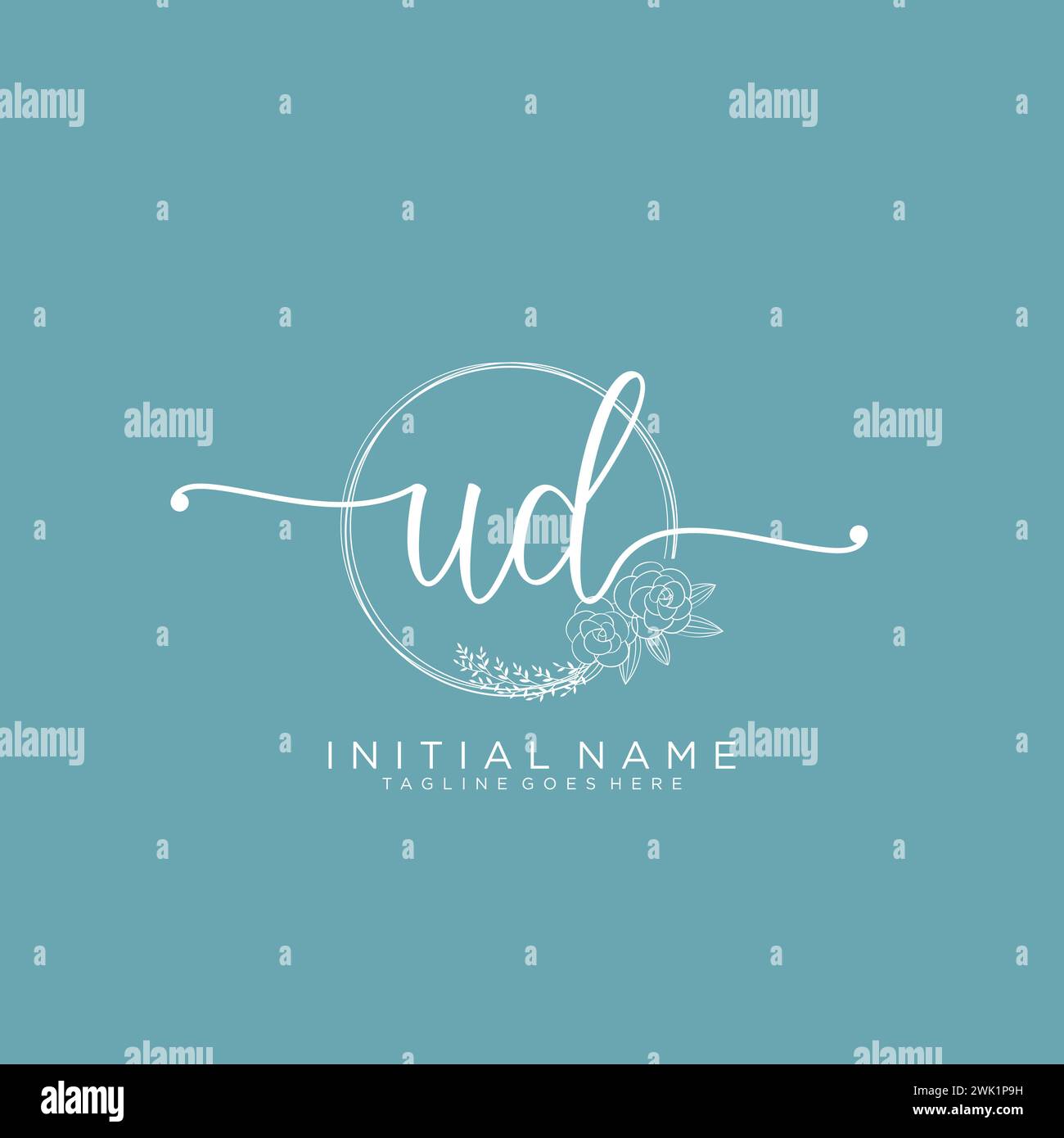 UD Initial handwriting logo with circle Stock Vector