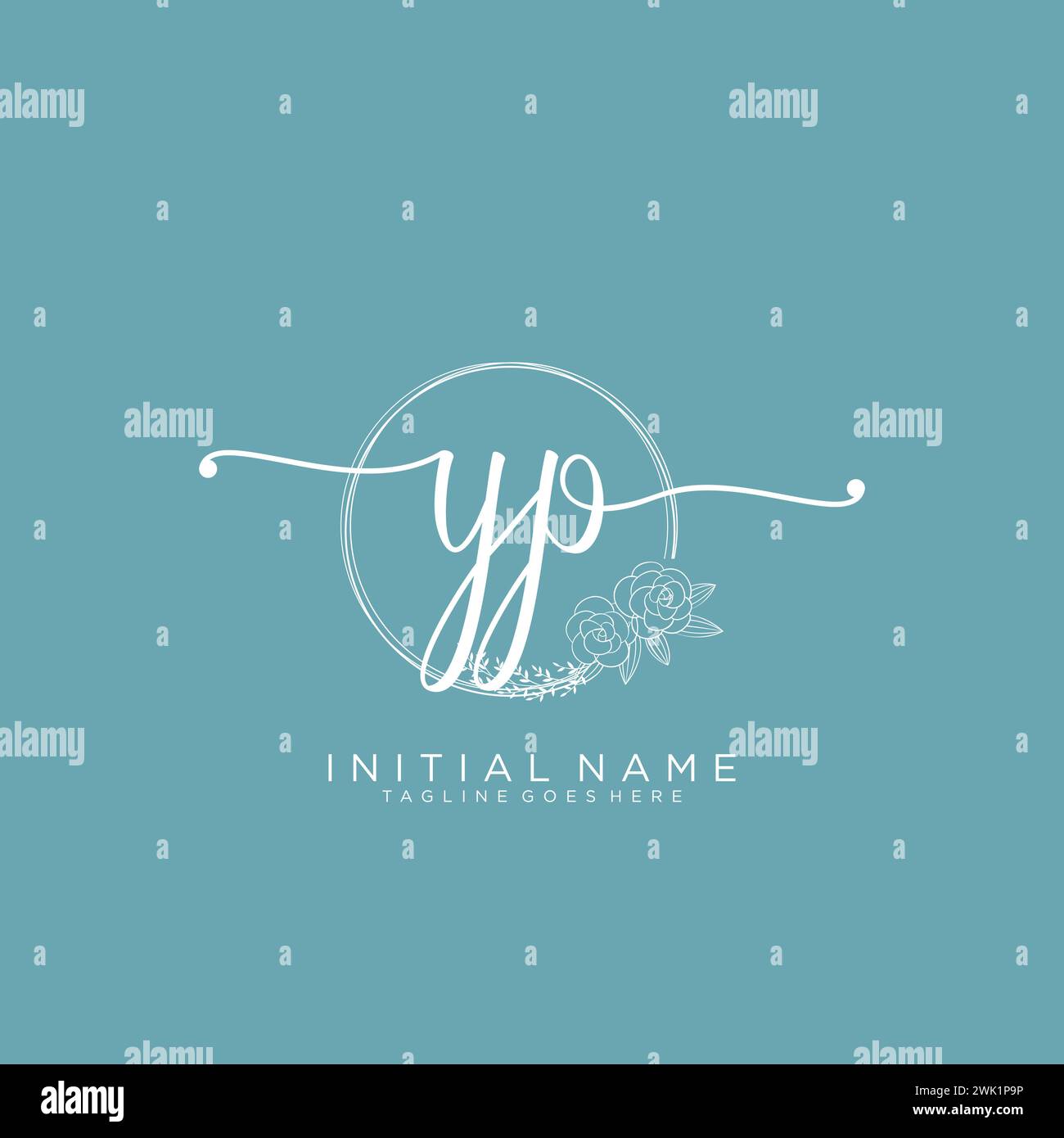 YP Initial handwriting logo with circle Stock Vector
