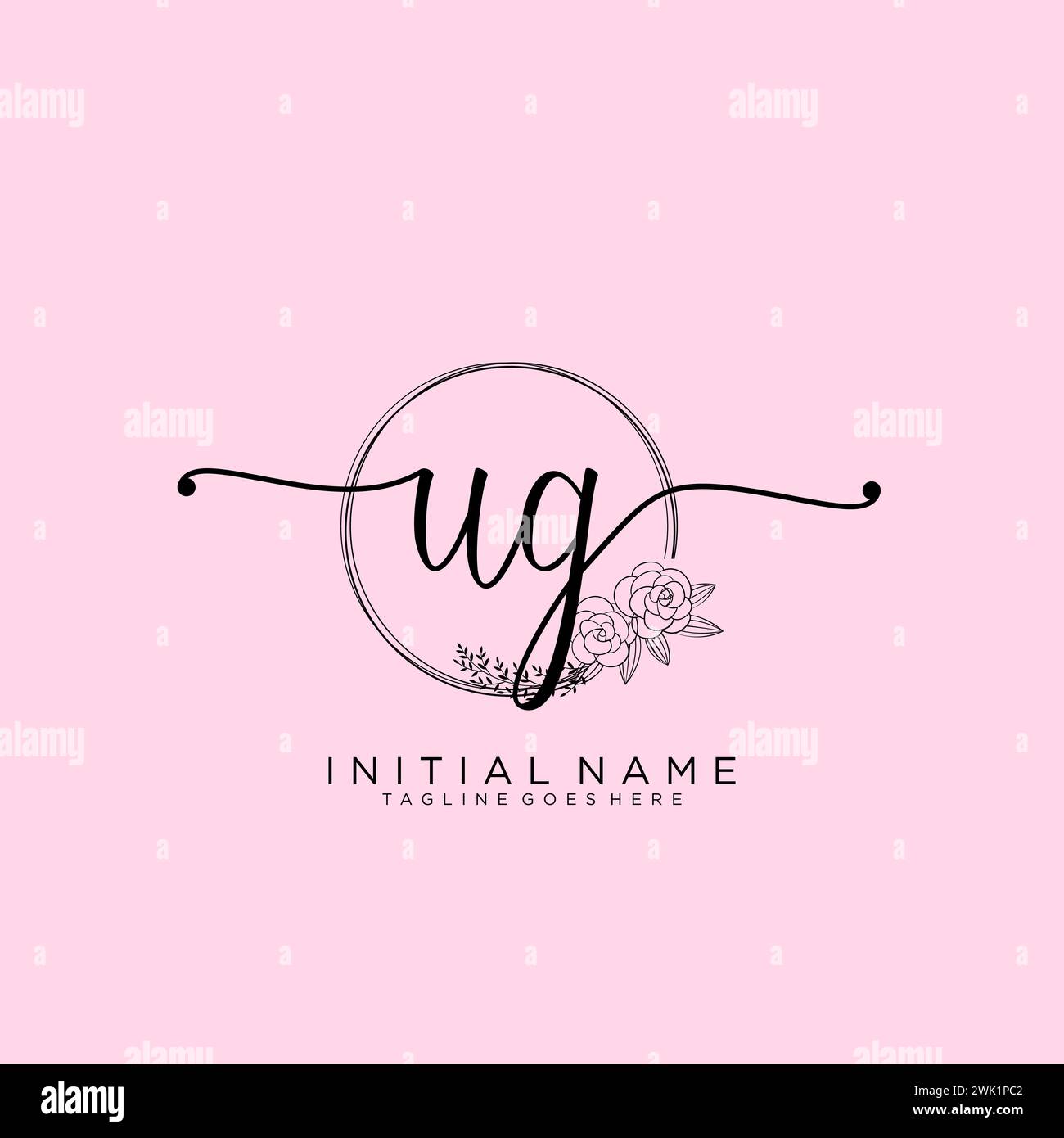 UG Initial handwriting logo with circle Stock Vector