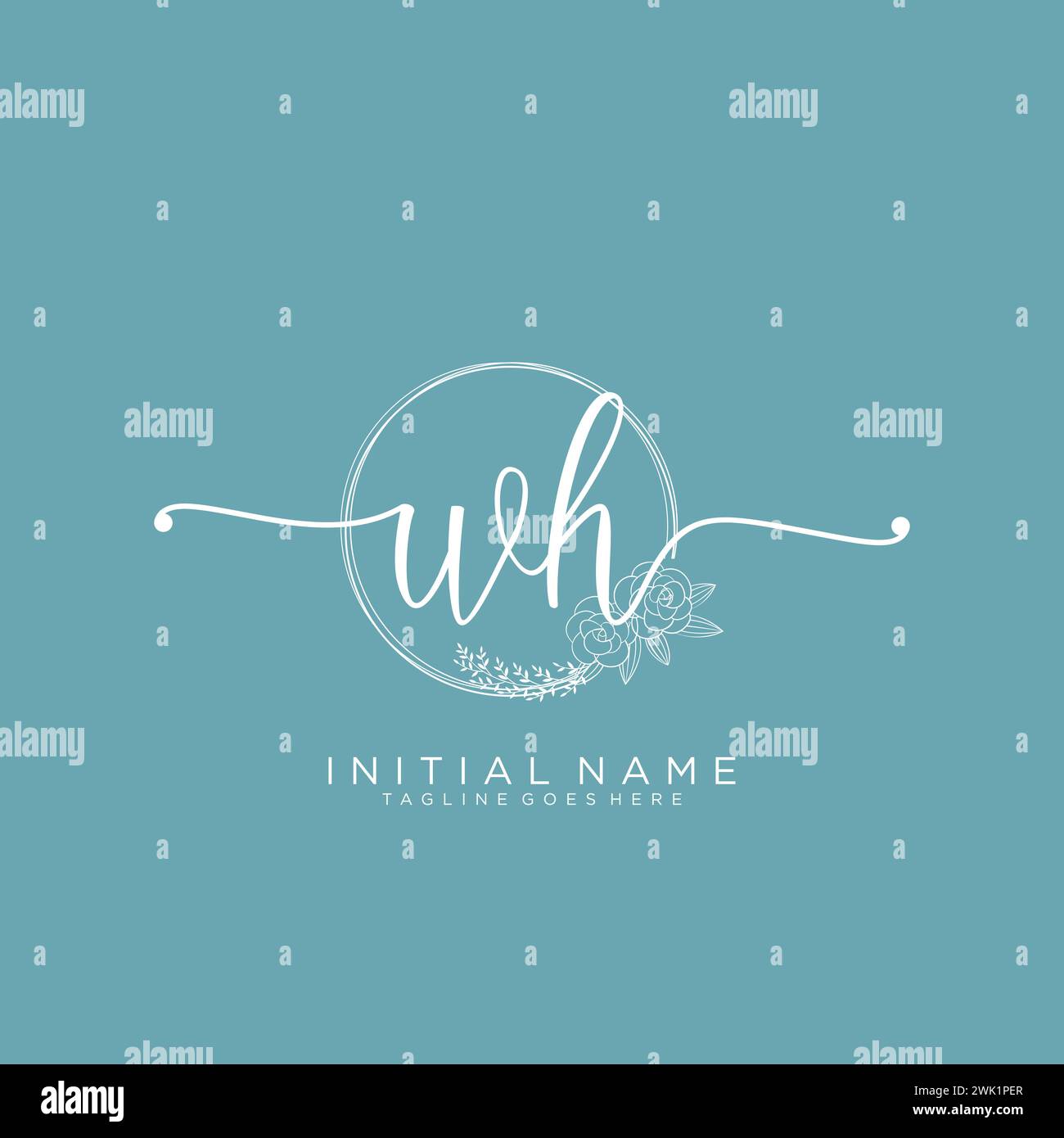 WH Initial handwriting logo with circle Stock Vector