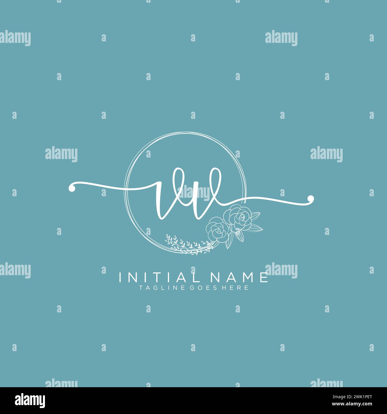 VV Initial handwriting logo with circle Stock Vector