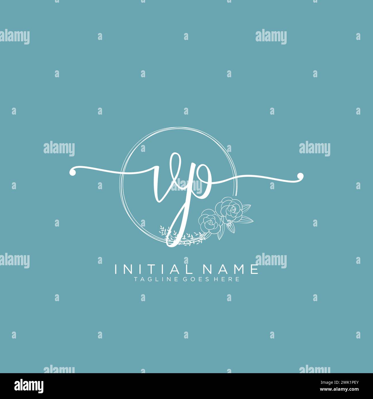 VP Initial handwriting logo with circle Stock Vector