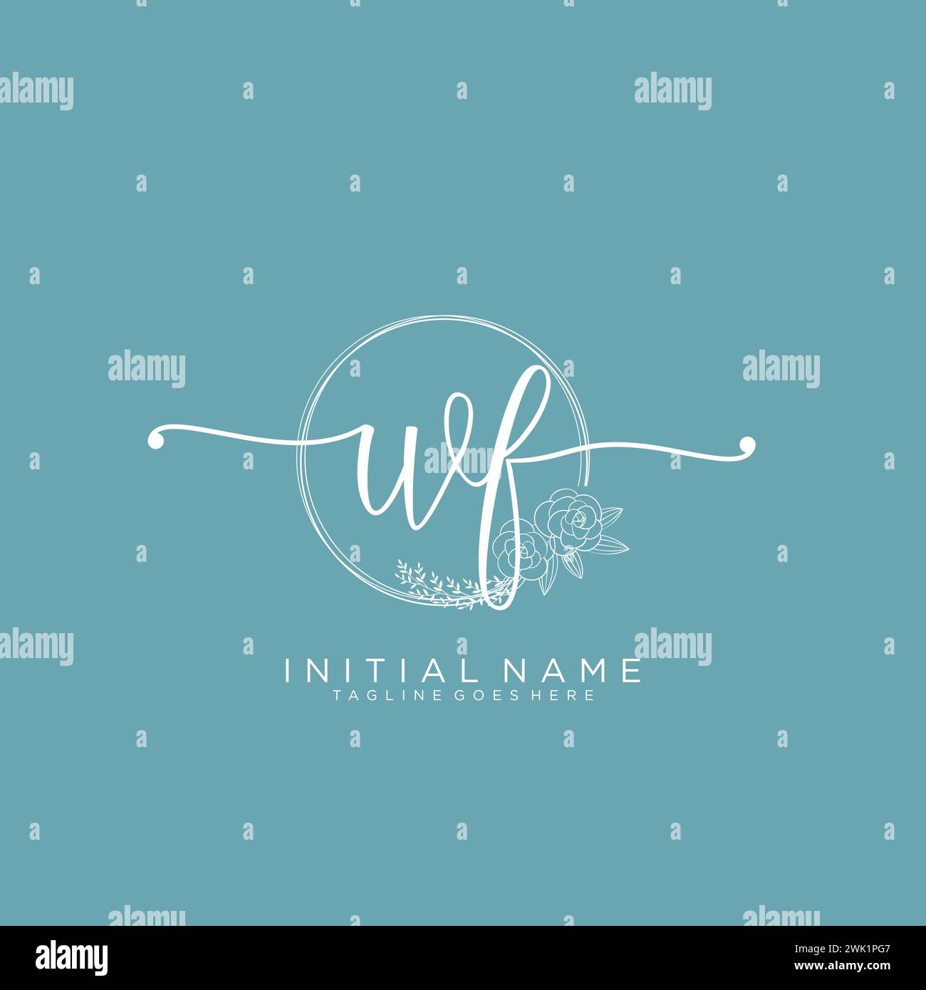 WF Initial handwriting logo with circle Stock Vector