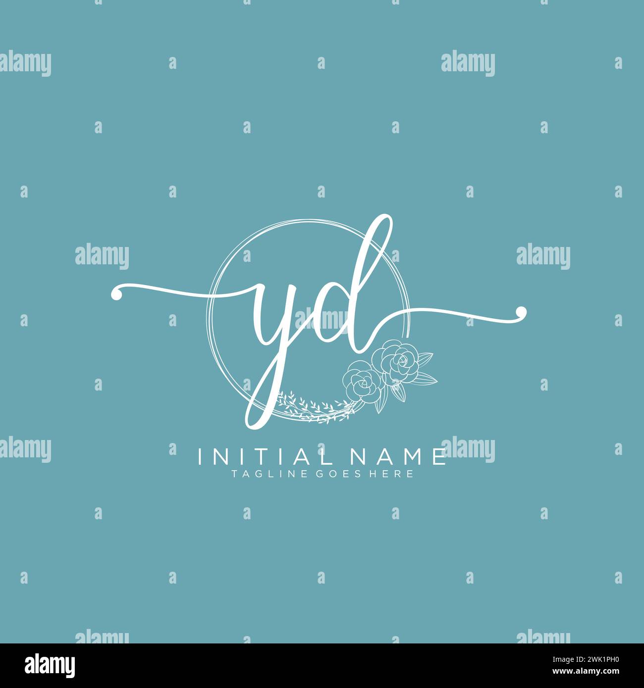 YD Initial handwriting logo with circle Stock Vector