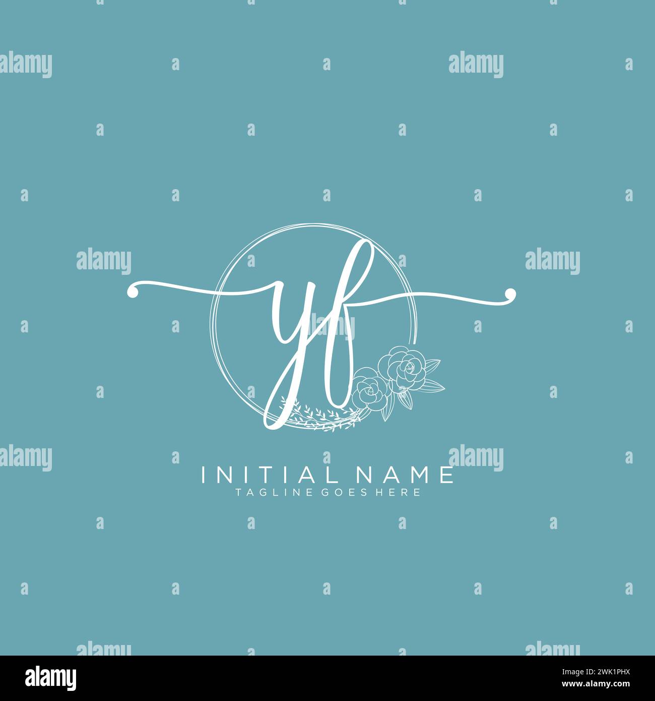 YF Initial handwriting logo with circle Stock Vector