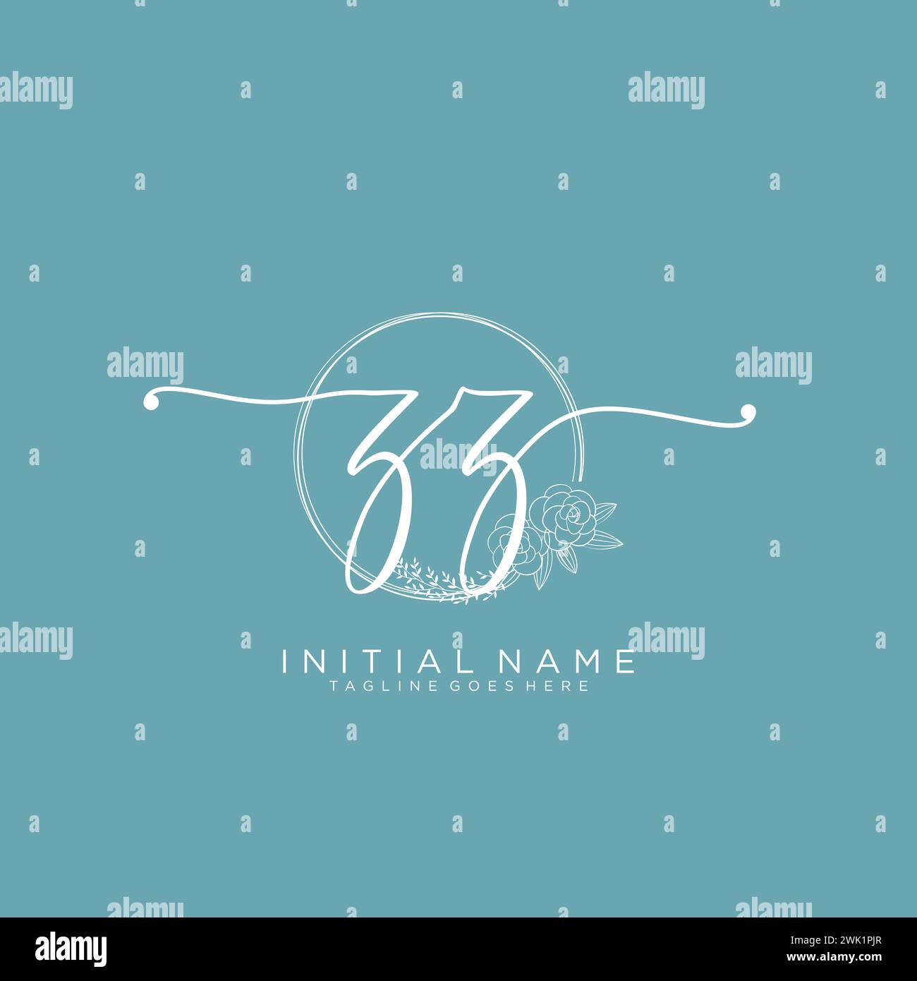 ZZ Initial handwriting logo with circle Stock Vector
