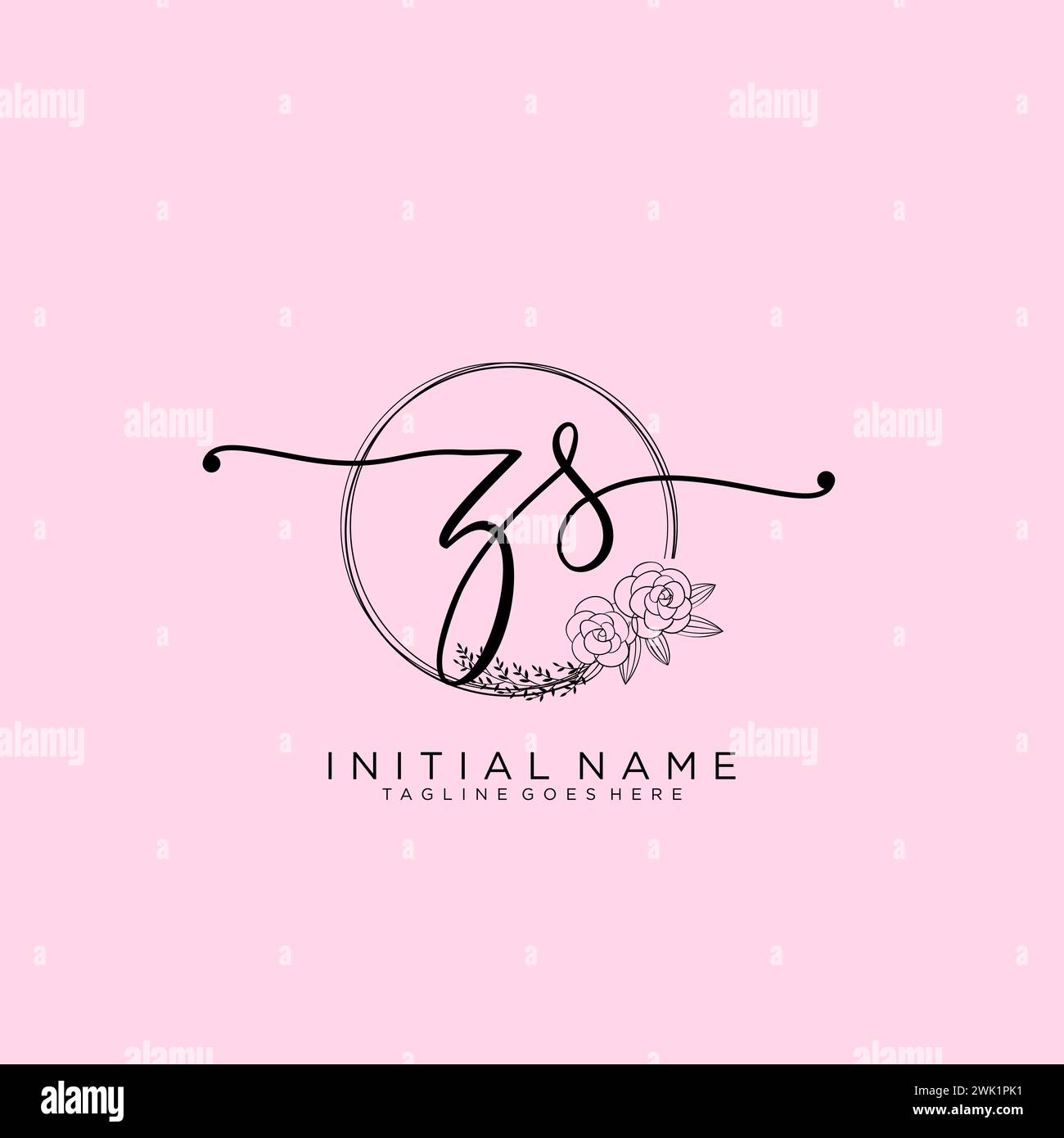 ZS Initial handwriting logo with circle Stock Vector