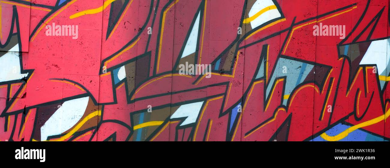 Colorful background of graffiti painting artwork with bright aerosol ...