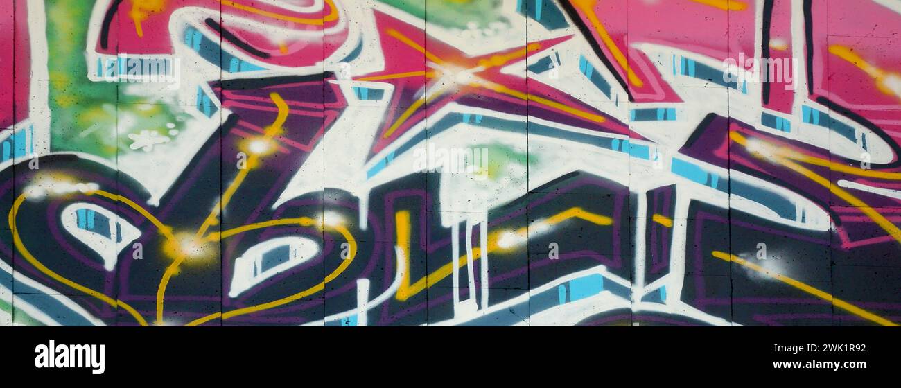 Colorful background of graffiti painting artwork with bright aerosol ...