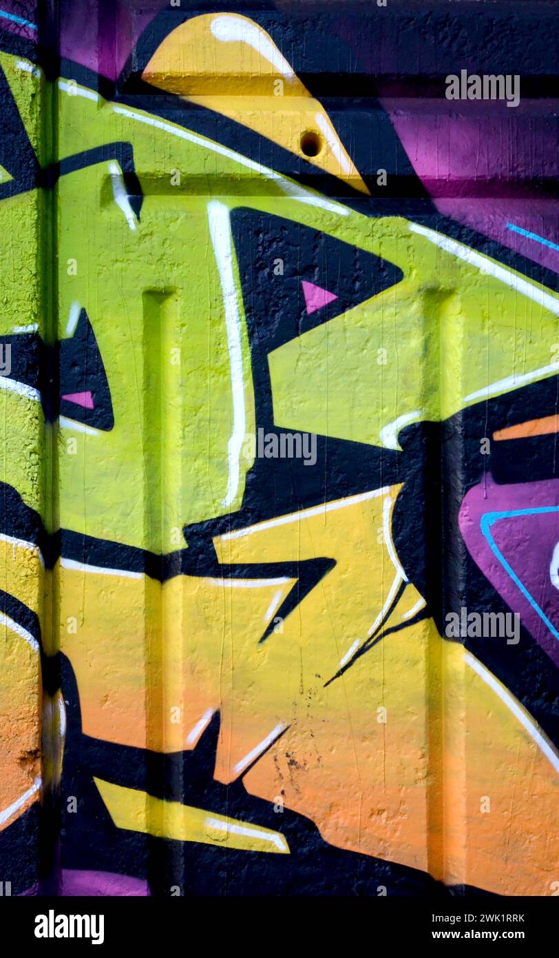 Colorful background of graffiti painting artwork with bright aerosol ...
