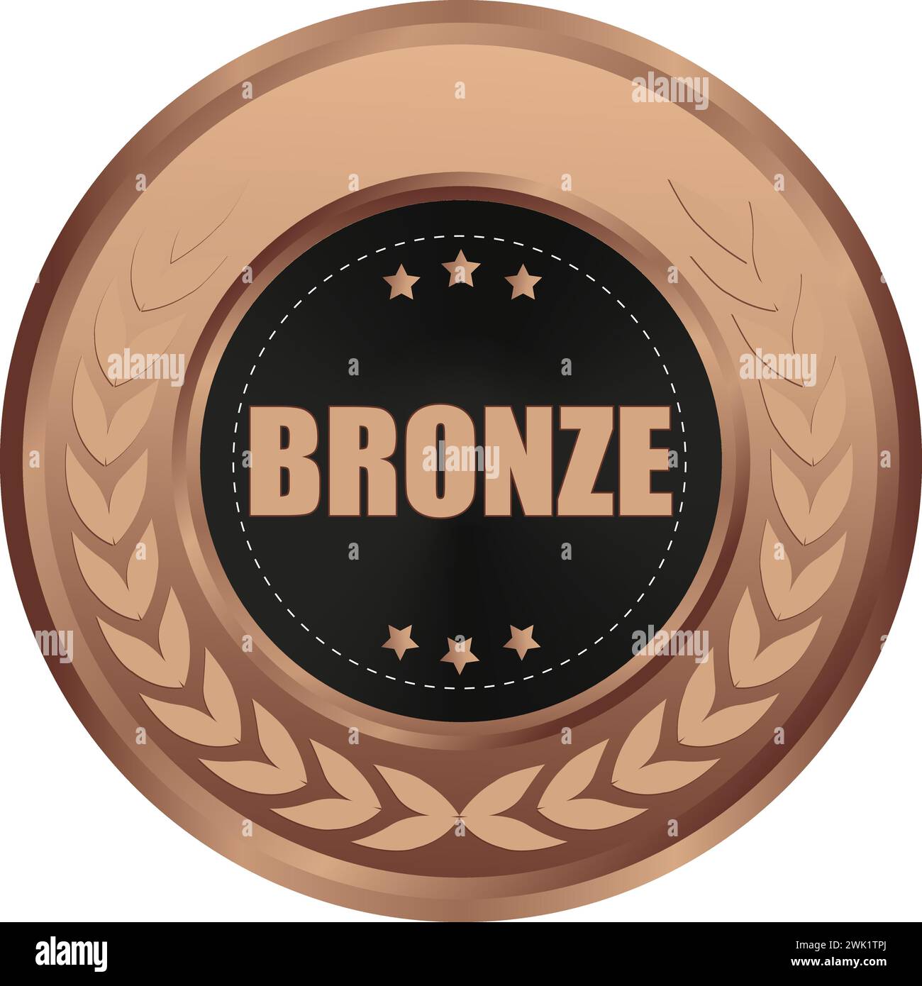 Realistic Bronze Medal Vector, Bronze Award, Prize, Bronze Challenge Award, Medal Award winner, trophy, Bronze Coin winner Stock Vector