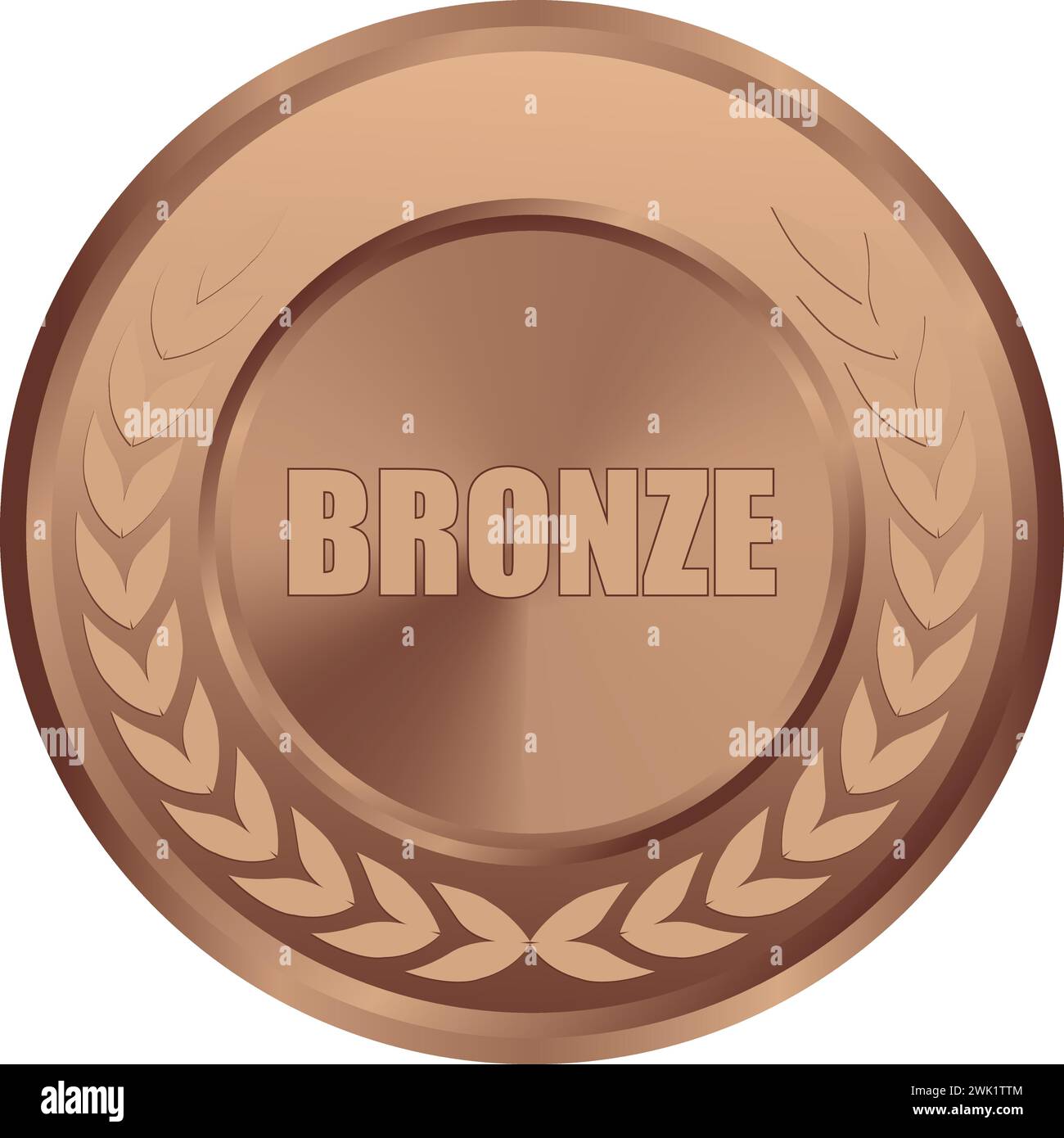 Realistic Bronze Medal Vector, Bronze Award, Prize, Bronze Challenge Award, Medal Award winner, First place trophy, Bronze Coin winner Stock Vector
