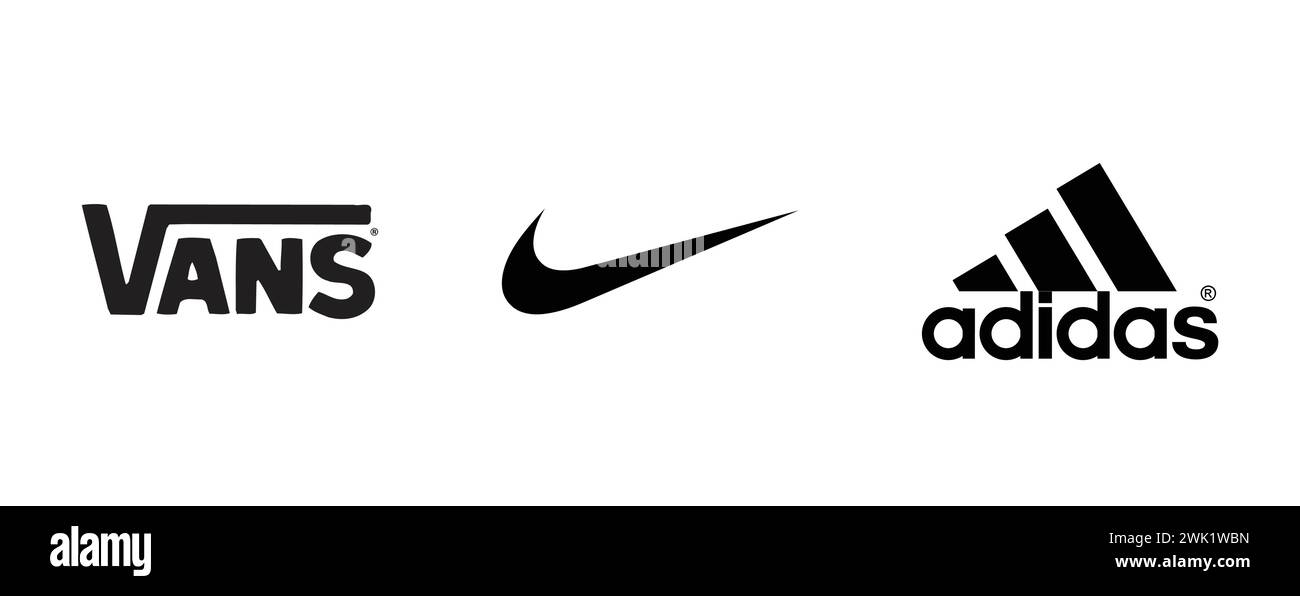 Vans, Adidas, Nike, Vector brand logo collection. Stock Vector